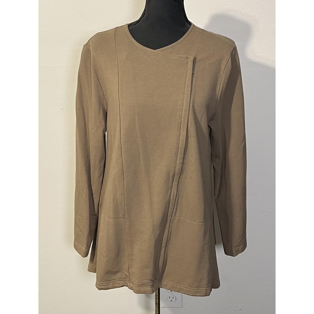 J Jill Jacket Womens Medium Beige Pure Jill Asymmetrical Zip Front Pockets Knit